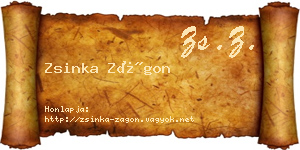 Zsinka Zágon névjegykártya